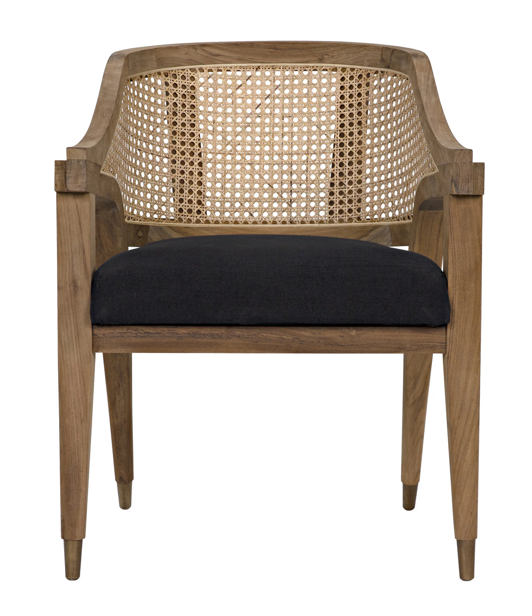 American Home Furniture | Noir - Chloe Chair, Teak, Caning, and Black Cotton