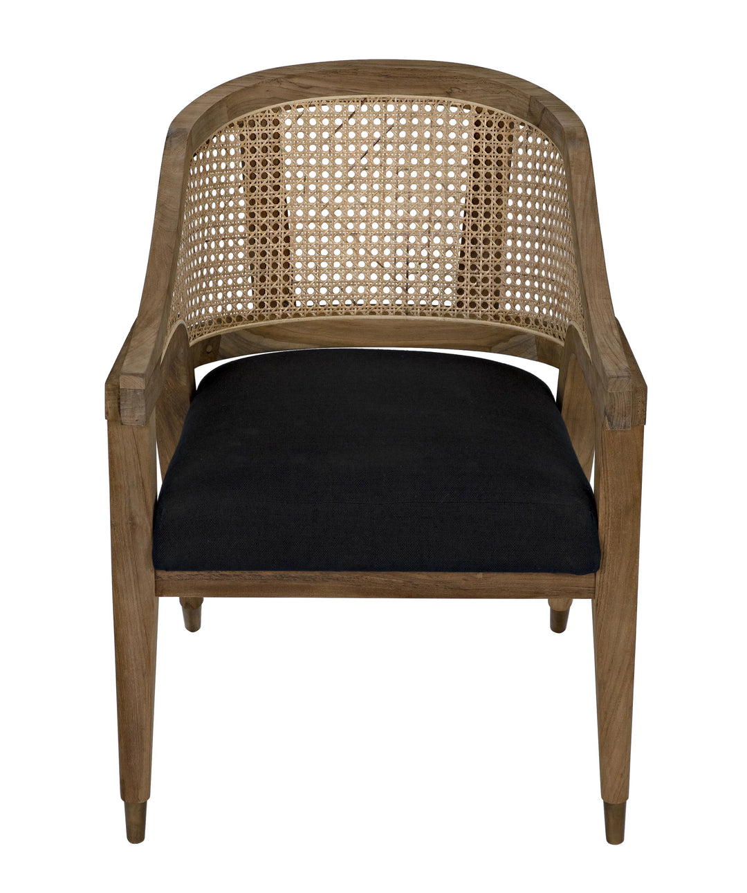 American Home Furniture | Noir - Chloe Chair, Teak, Caning, and Black Cotton