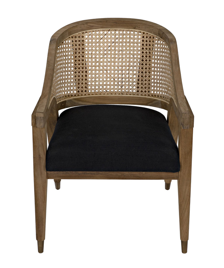 American Home Furniture | Noir - Chloe Chair, Teak, Caning, and Black Cotton