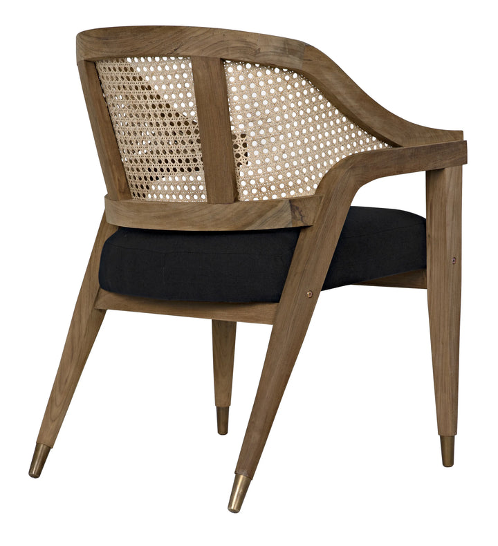 American Home Furniture | Noir - Chloe Chair, Teak, Caning, and Black Cotton