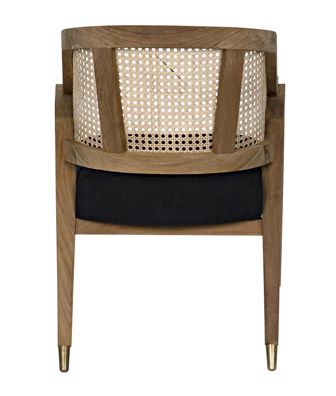 American Home Furniture | Noir - Chloe Chair, Teak, Caning, and Black Cotton