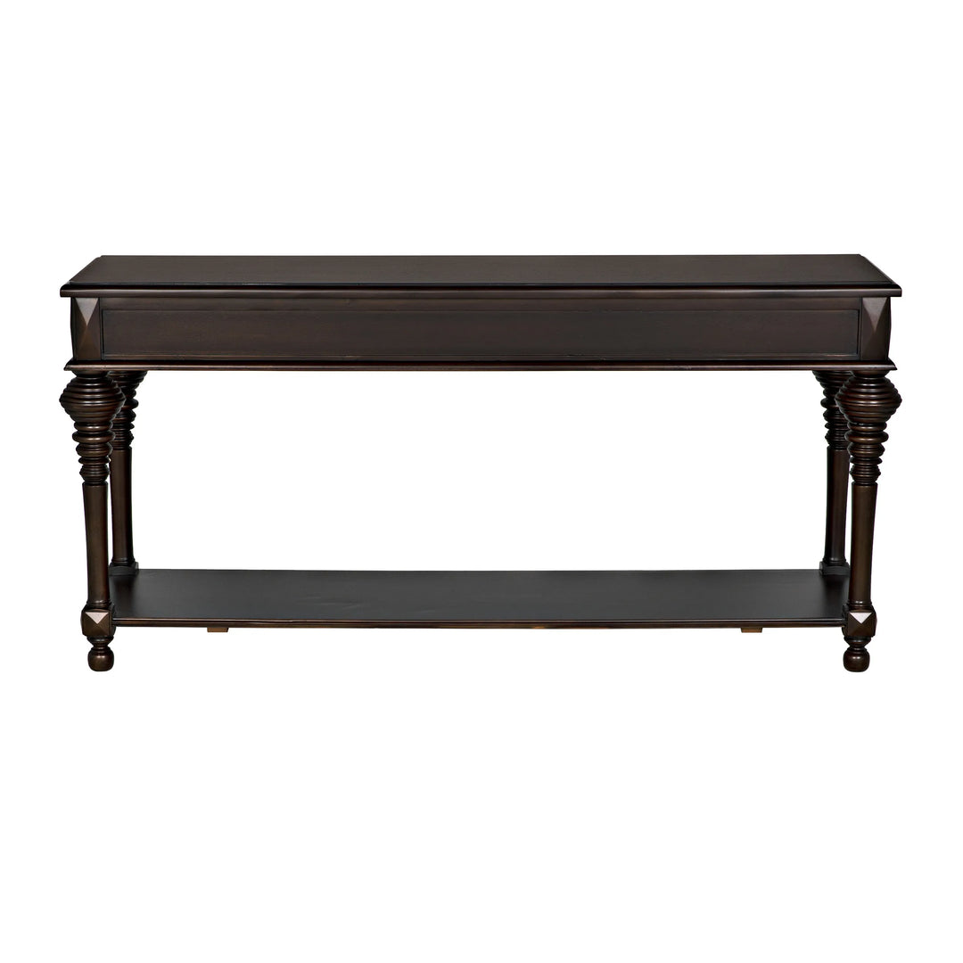 American Home Furniture | Noir - Colonial Large Sofa Table, Distressed Brown