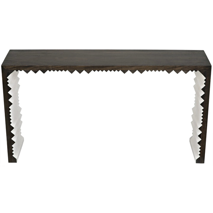 American Home Furniture | Noir - Nelson Console, Ebony Walnut with White Detail