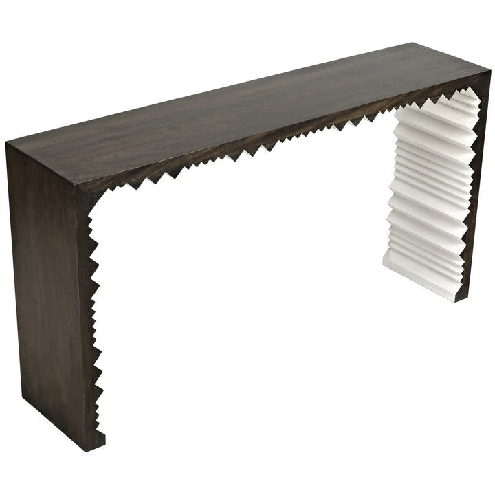 American Home Furniture | Noir - Nelson Console, Ebony Walnut with White Detail