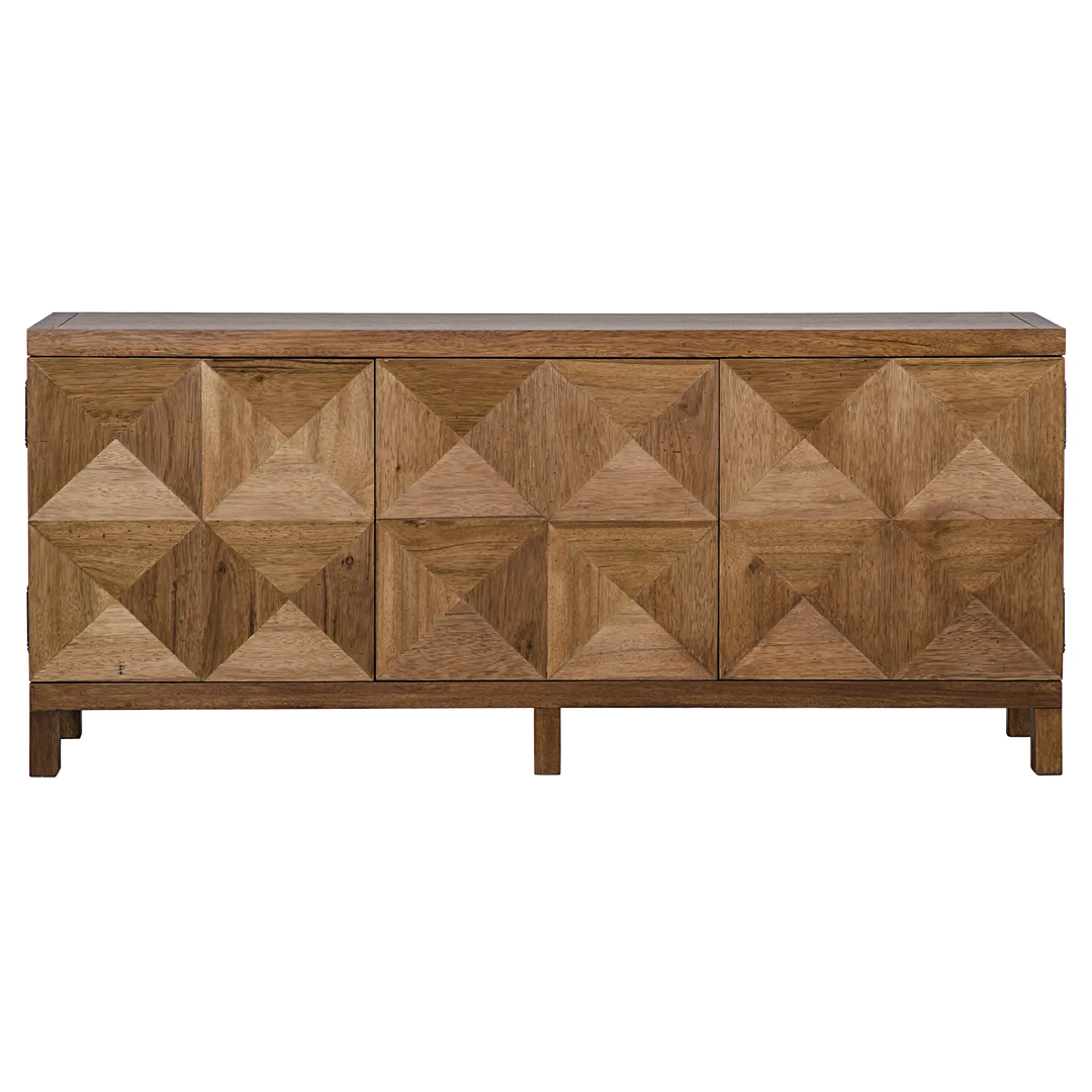 American Home Furniture | Noir - Quadrant 3 Door Sideboard, Dark Walnut