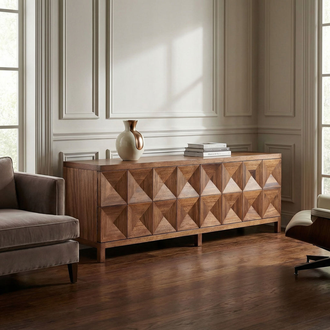Noir - Quadrant 4 Door Sideboard, Dark Walnut - GCON231DW-4