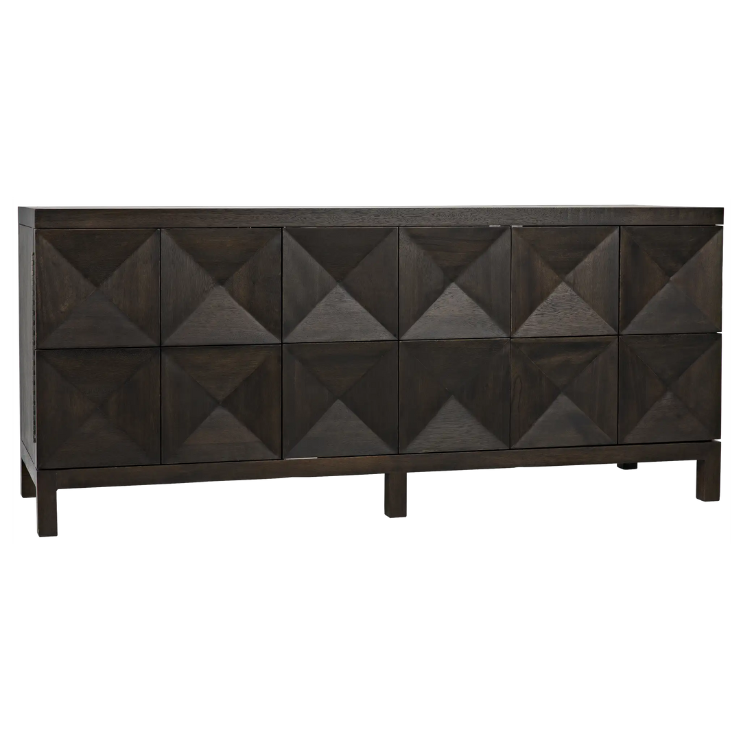 American Home Furniture | Noir - Quadrant 3 Door Sideboard, Ebony Walnut