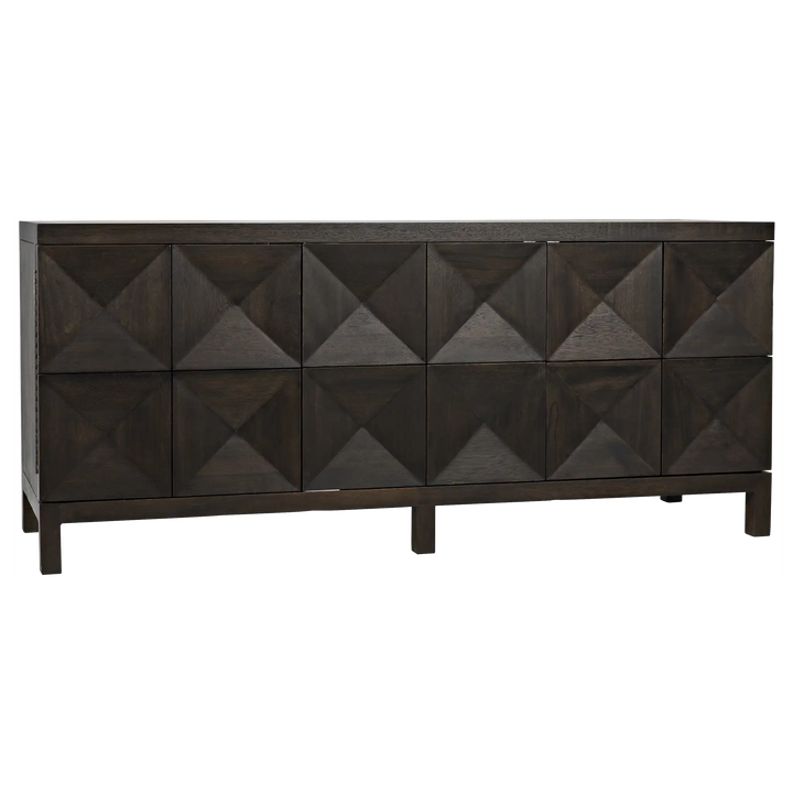 American Home Furniture | Noir - Quadrant 3 Door Sideboard, Ebony Walnut