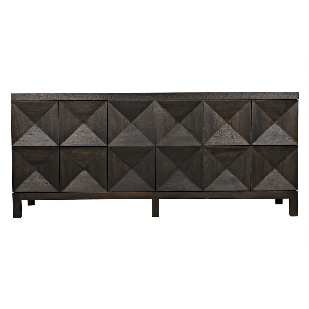 American Home Furniture | Noir - Quadrant 3 Door Sideboard, Ebony Walnut