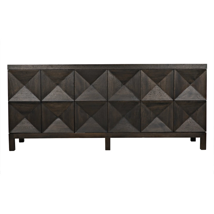 American Home Furniture | Noir - Quadrant 3 Door Sideboard, Ebony Walnut