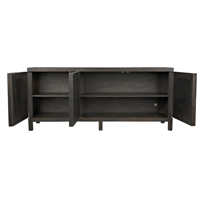 American Home Furniture | Noir - Quadrant 3 Door Sideboard, Ebony Walnut