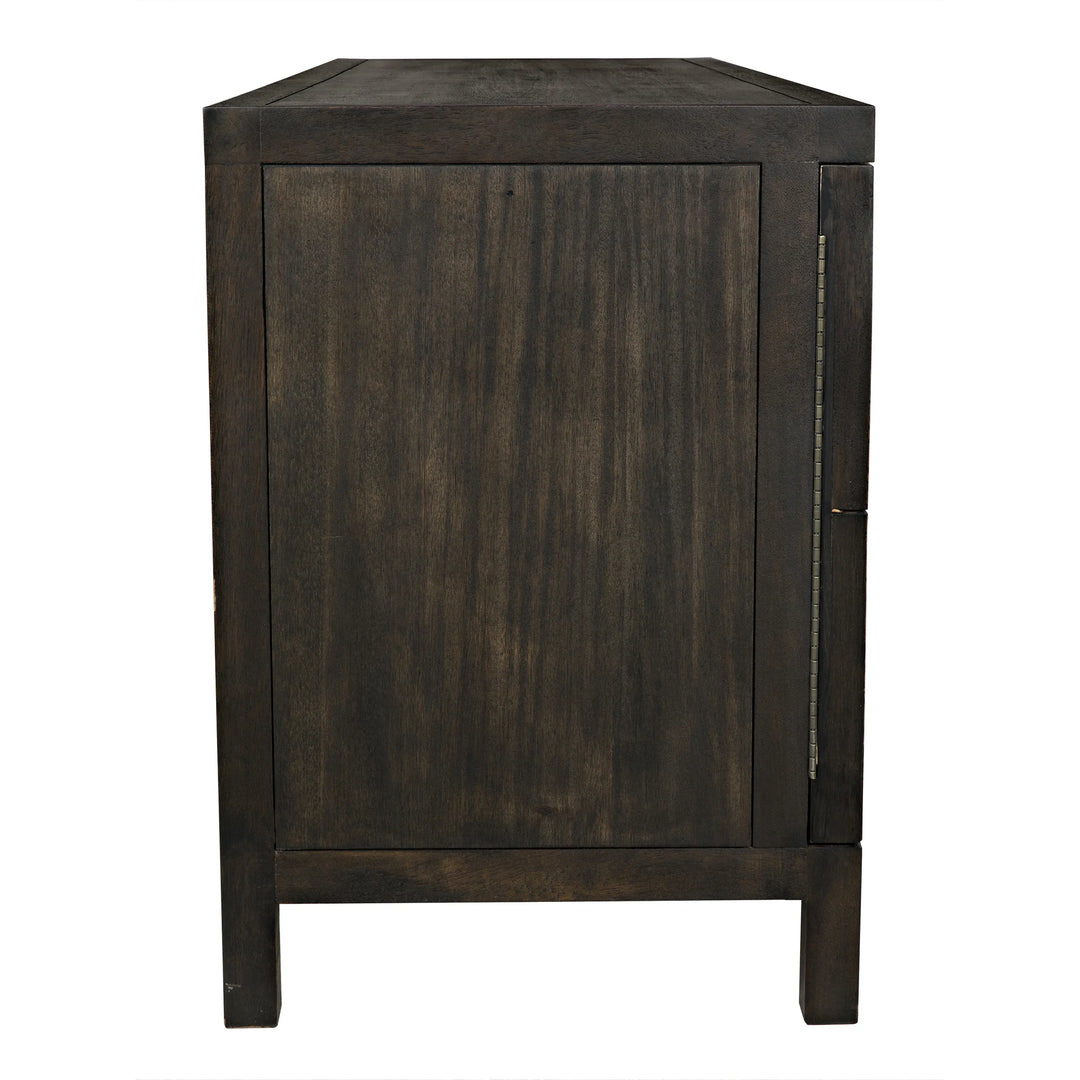 American Home Furniture | Noir - Quadrant 3 Door Sideboard, Ebony Walnut