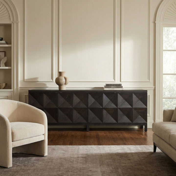 Noir - Quadrant 4 Door Sideboard, Ebony - GCON231EB-4