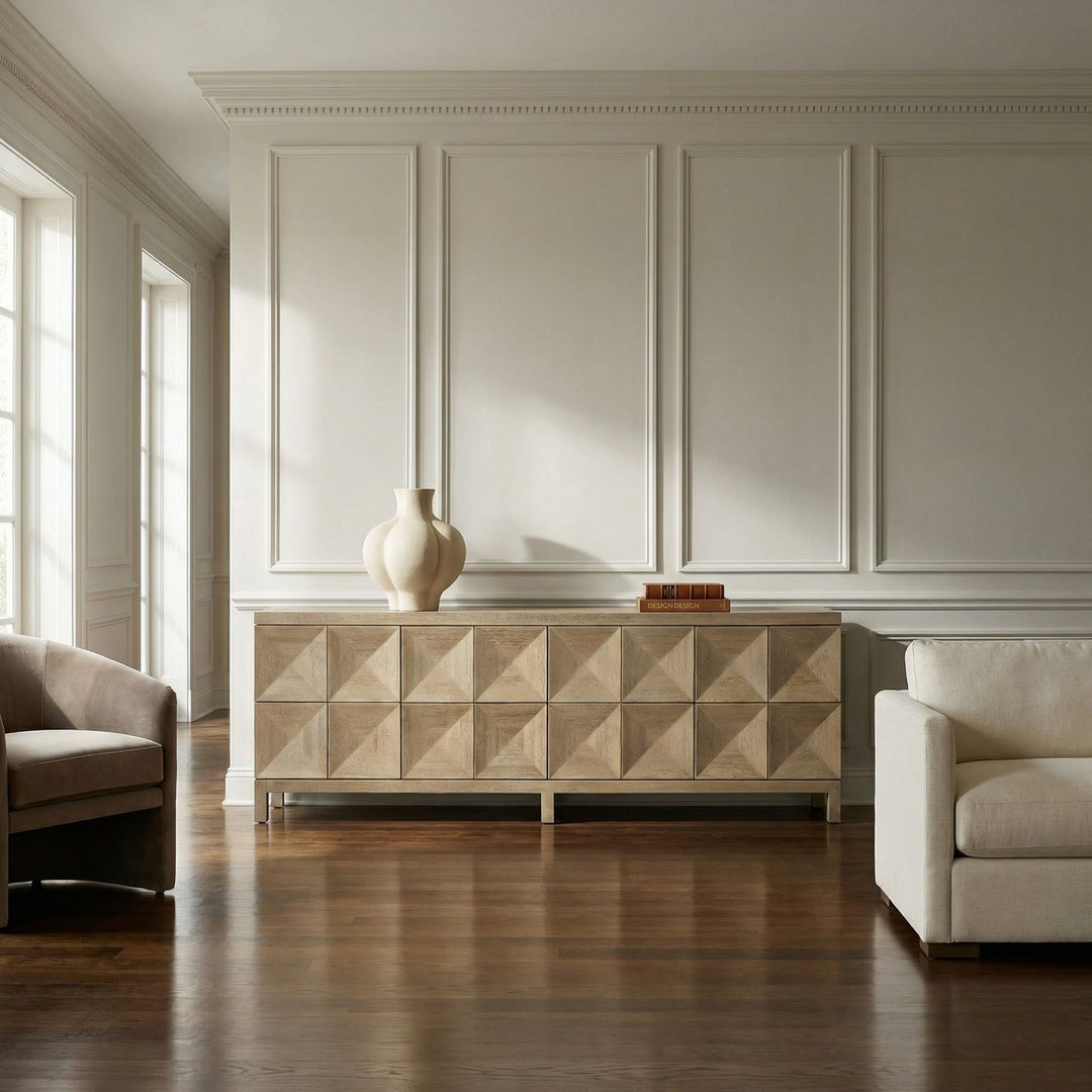Noir Quadrant 4 Door Sideboard - Washed Walnut