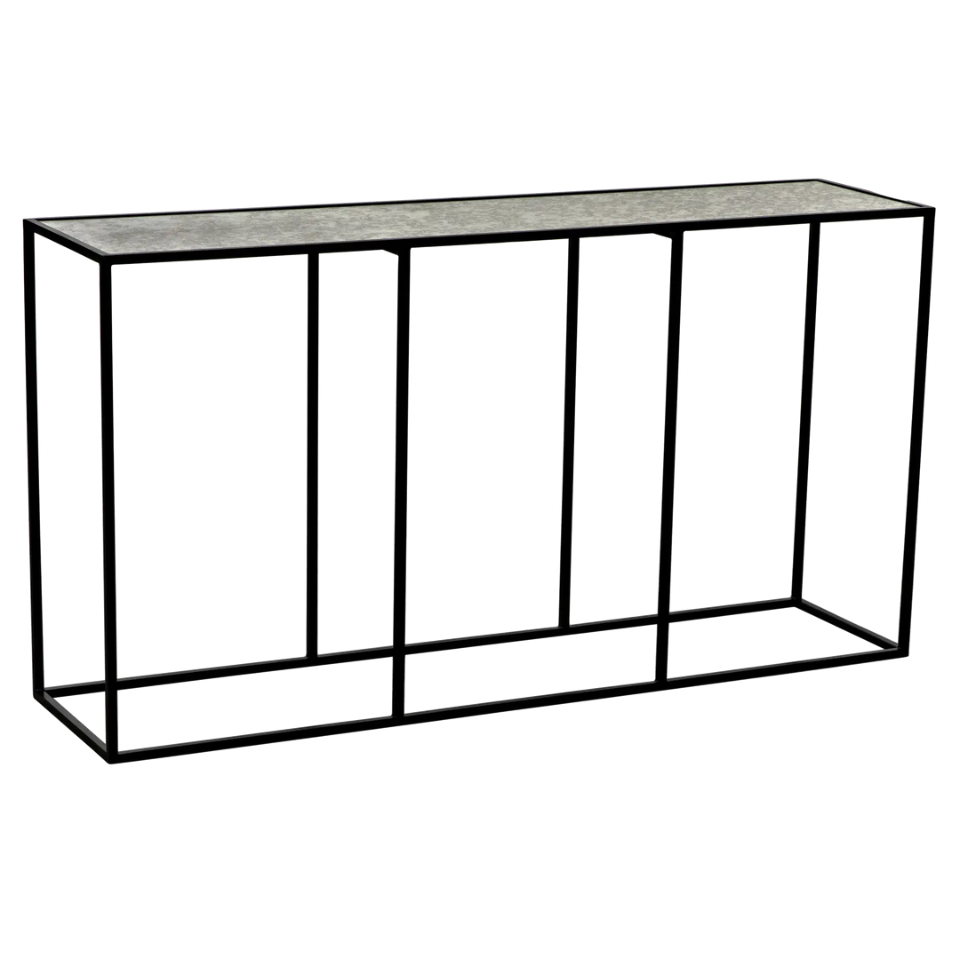 American Home Furniture | Noir - Convention Sofa Table Black Steel and Antique Glass