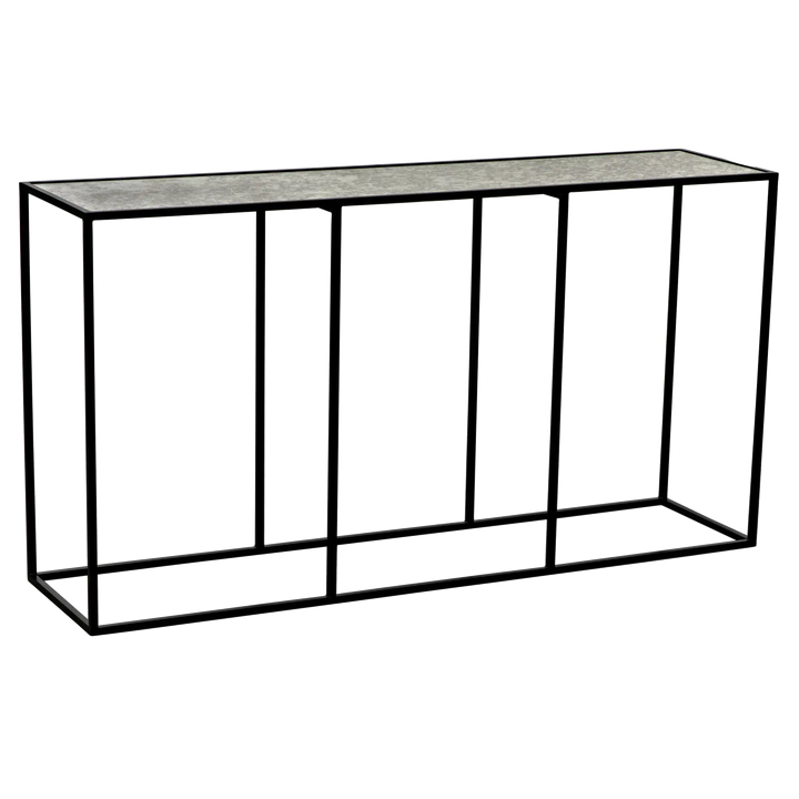 American Home Furniture | Noir - Convention Sofa Table Black Steel and Antique Glass