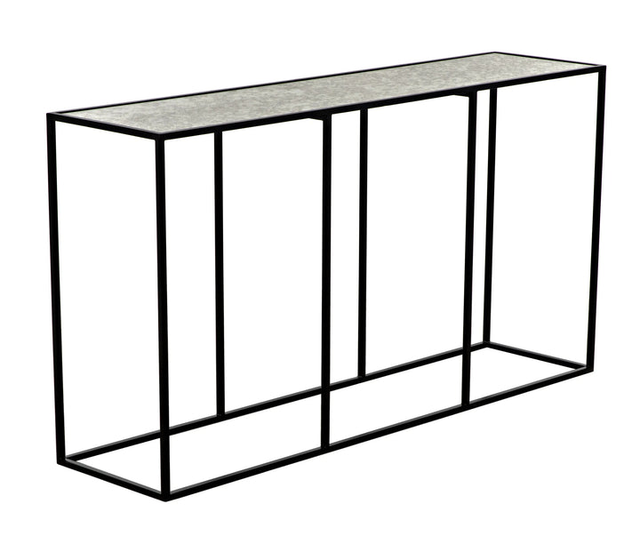 American Home Furniture | Noir - Convention Sofa Table Black Steel and Antique Glass