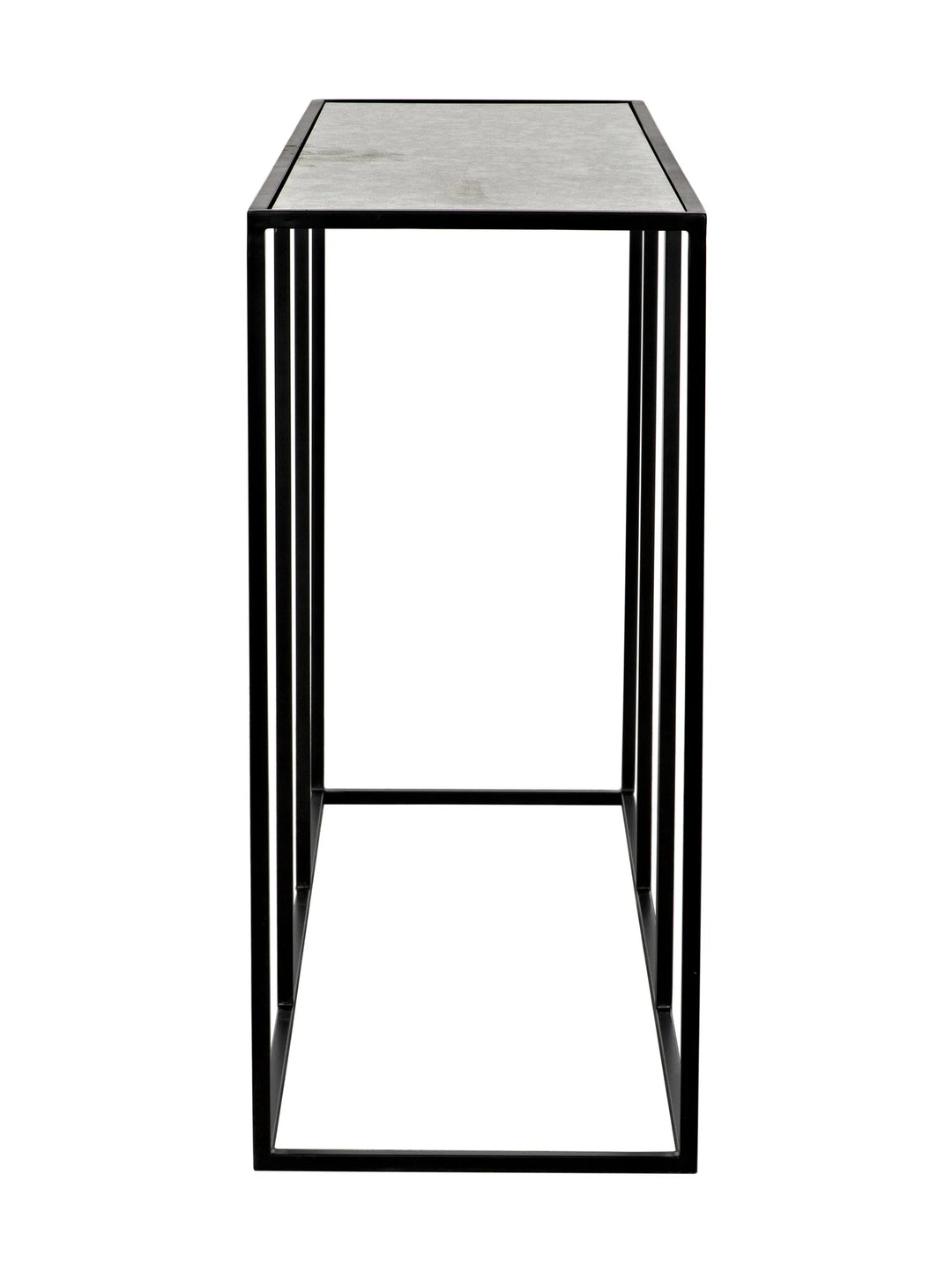 American Home Furniture | Noir - Convention Sofa Table Black Steel and Antique Glass