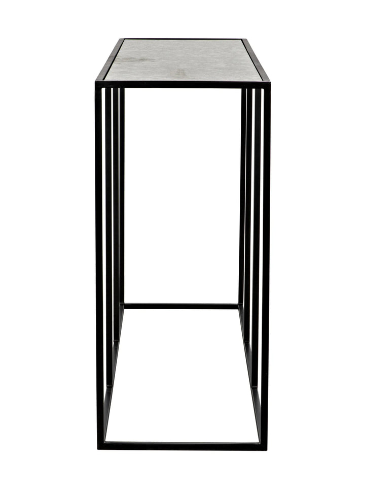 American Home Furniture | Noir - Convention Sofa Table Black Steel and Antique Glass