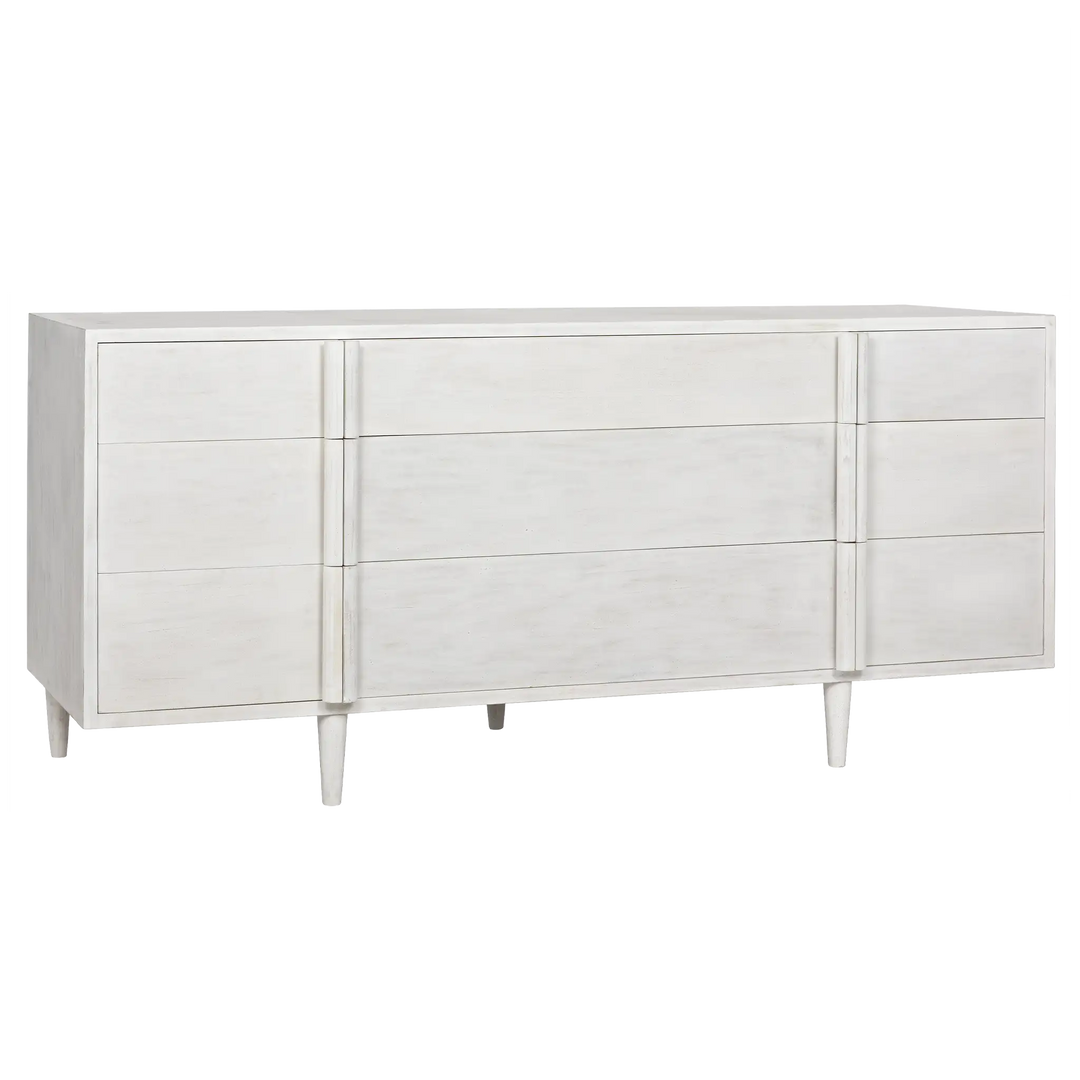 American Home Furniture | Noir - Morten 9 Drawer Dresser, White Wash