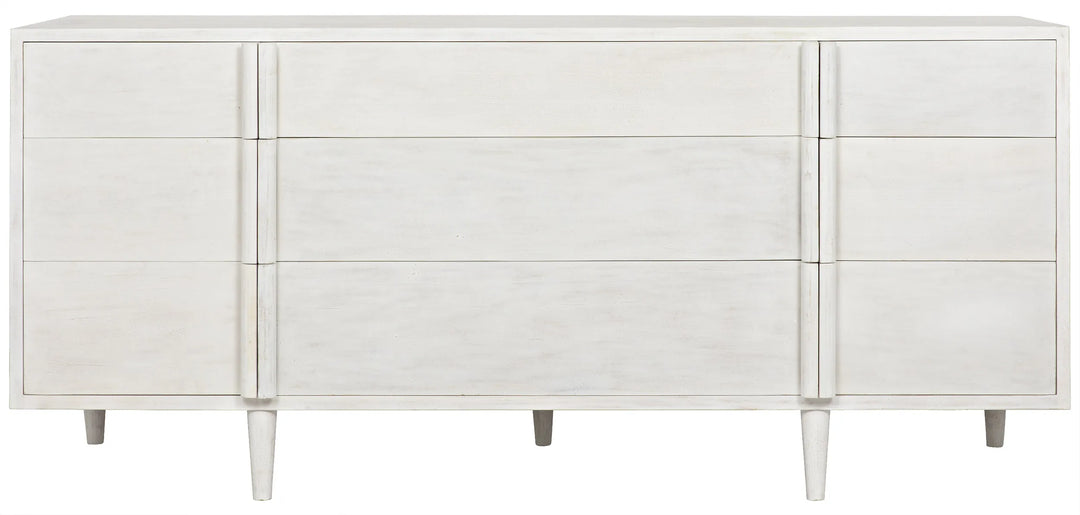 American Home Furniture | Noir - Morten 9 Drawer Dresser, White Wash