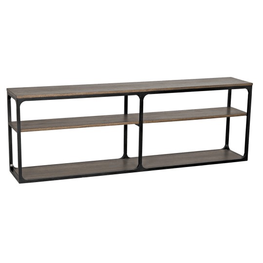 Noir Novie Console, Large, Black Steel with Dark Walnut CONSOLE TABLES