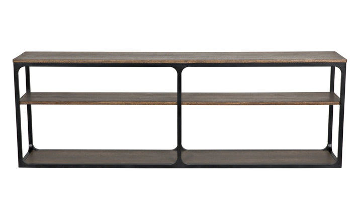 American Home Furniture | Noir - Novie Console, Large, Black Steel with Dark Walnut