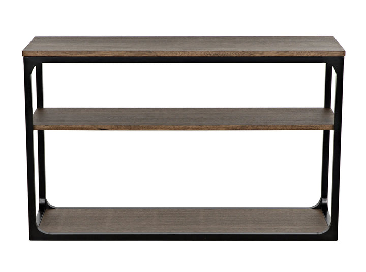 American Home Furniture | Noir - Novie Console, Small, Black Steel with Dark Walnut