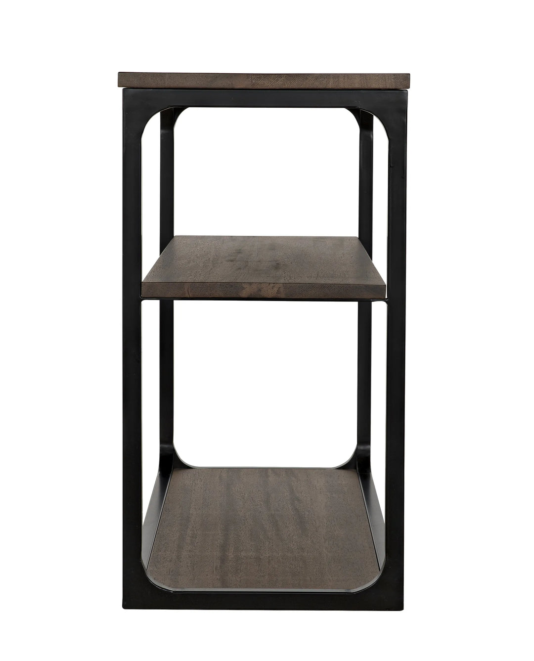 American Home Furniture | Noir - Novie Console, Small, Black Steel with Dark Walnut