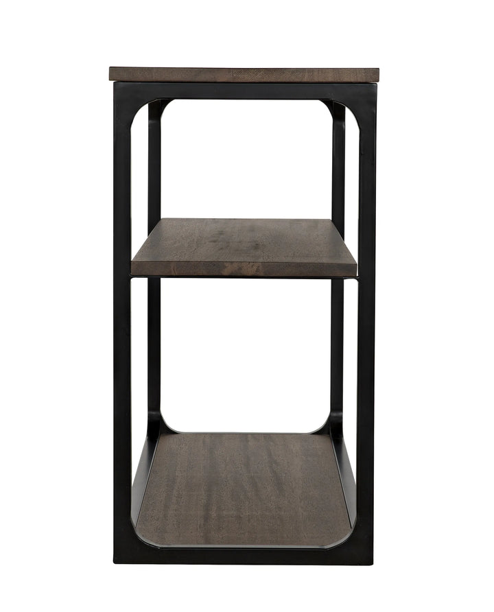 American Home Furniture | Noir - Novie Console, Small, Black Steel with Dark Walnut