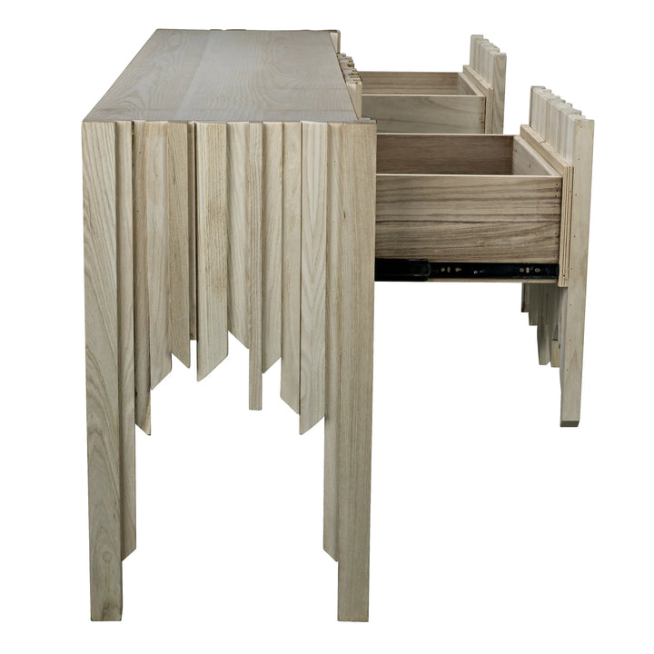 American Home Furniture | Noir - Desdemona Sideboard with 3 Drawers, Bleached Elm