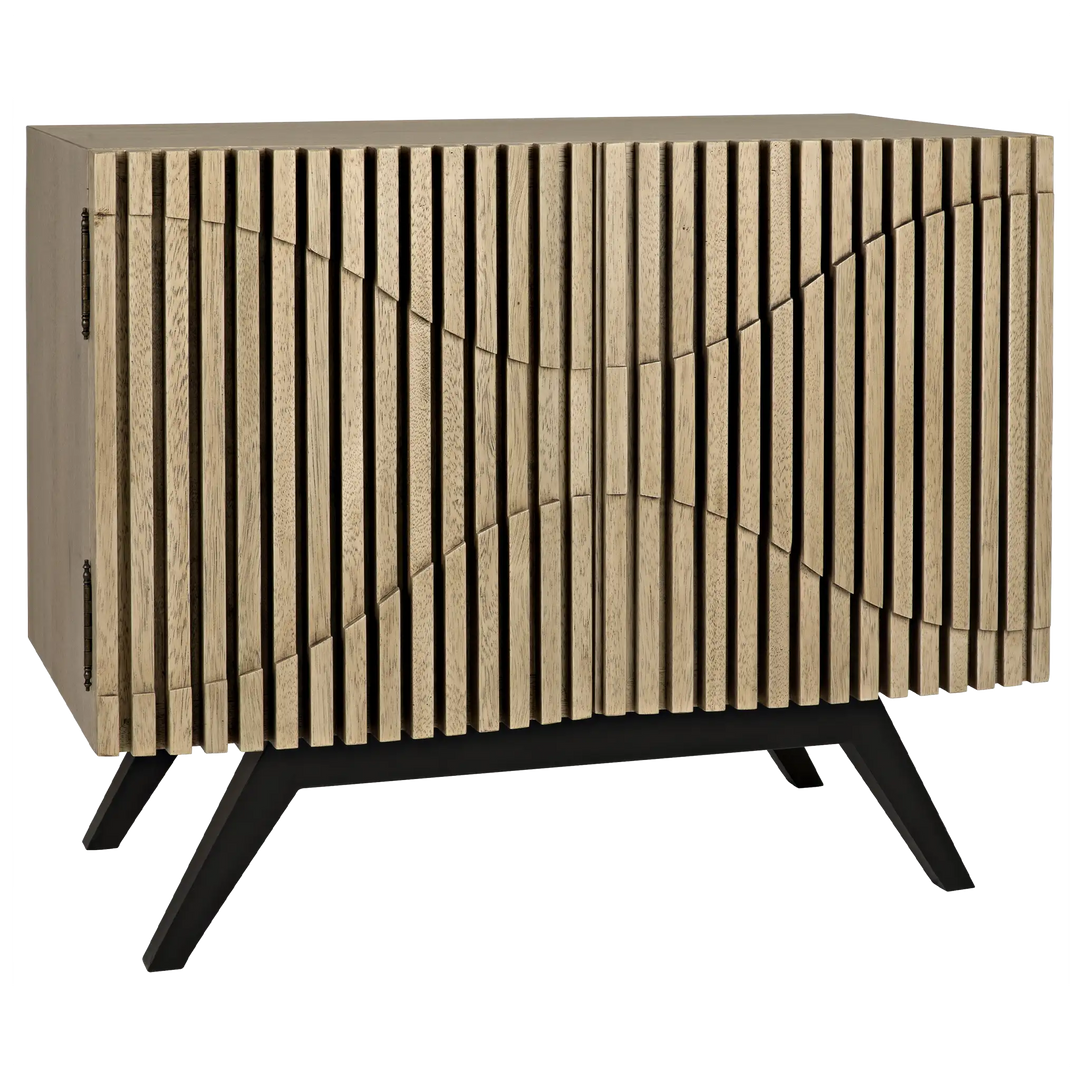 American Home Furniture | Noir - Illusion Single Sideboard with Steel Base, Bleached Walnut