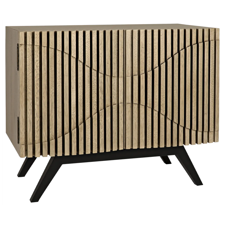 American Home Furniture | Noir - Illusion Single Sideboard with Steel Base, Bleached Walnut