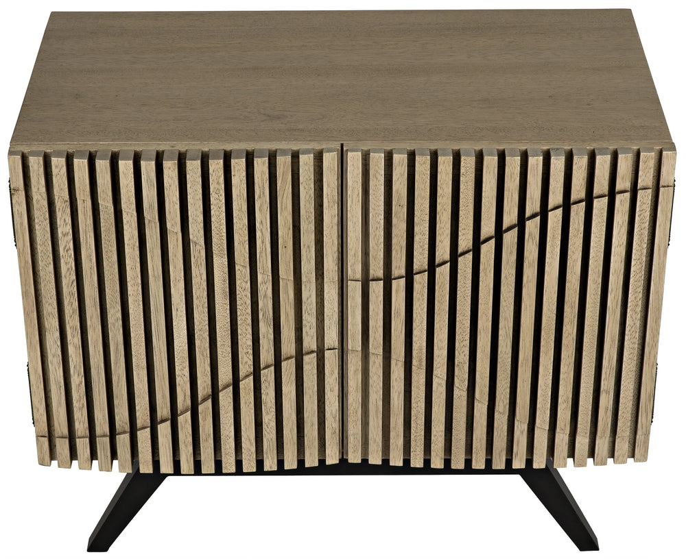 American Home Furniture | Noir - Illusion Single Sideboard with Steel Base, Bleached Walnut