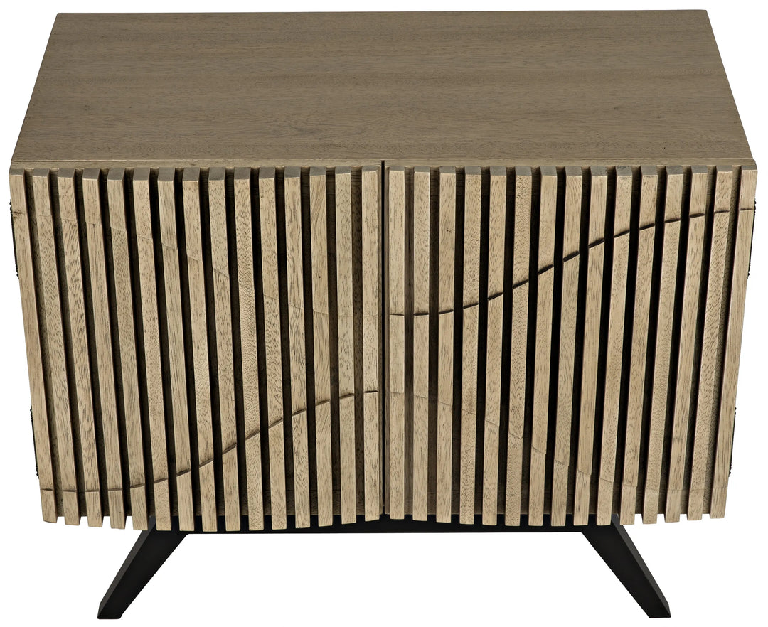 American Home Furniture | Noir - Illusion Single Sideboard with Steel Base, Bleached Walnut