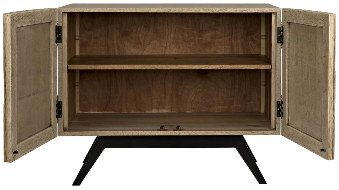 American Home Furniture | Noir - Illusion Single Sideboard with Steel Base, Bleached Walnut