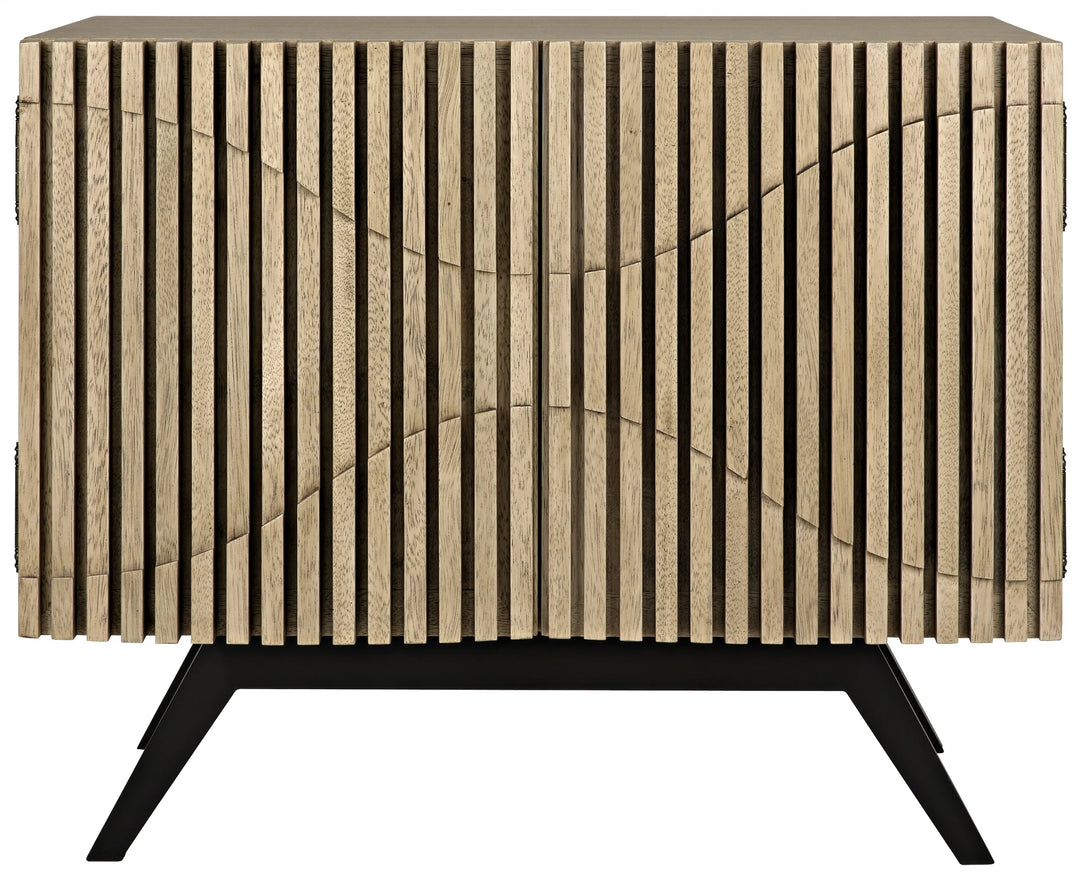 American Home Furniture | Noir - Illusion Single Sideboard with Steel Base, Bleached Walnut