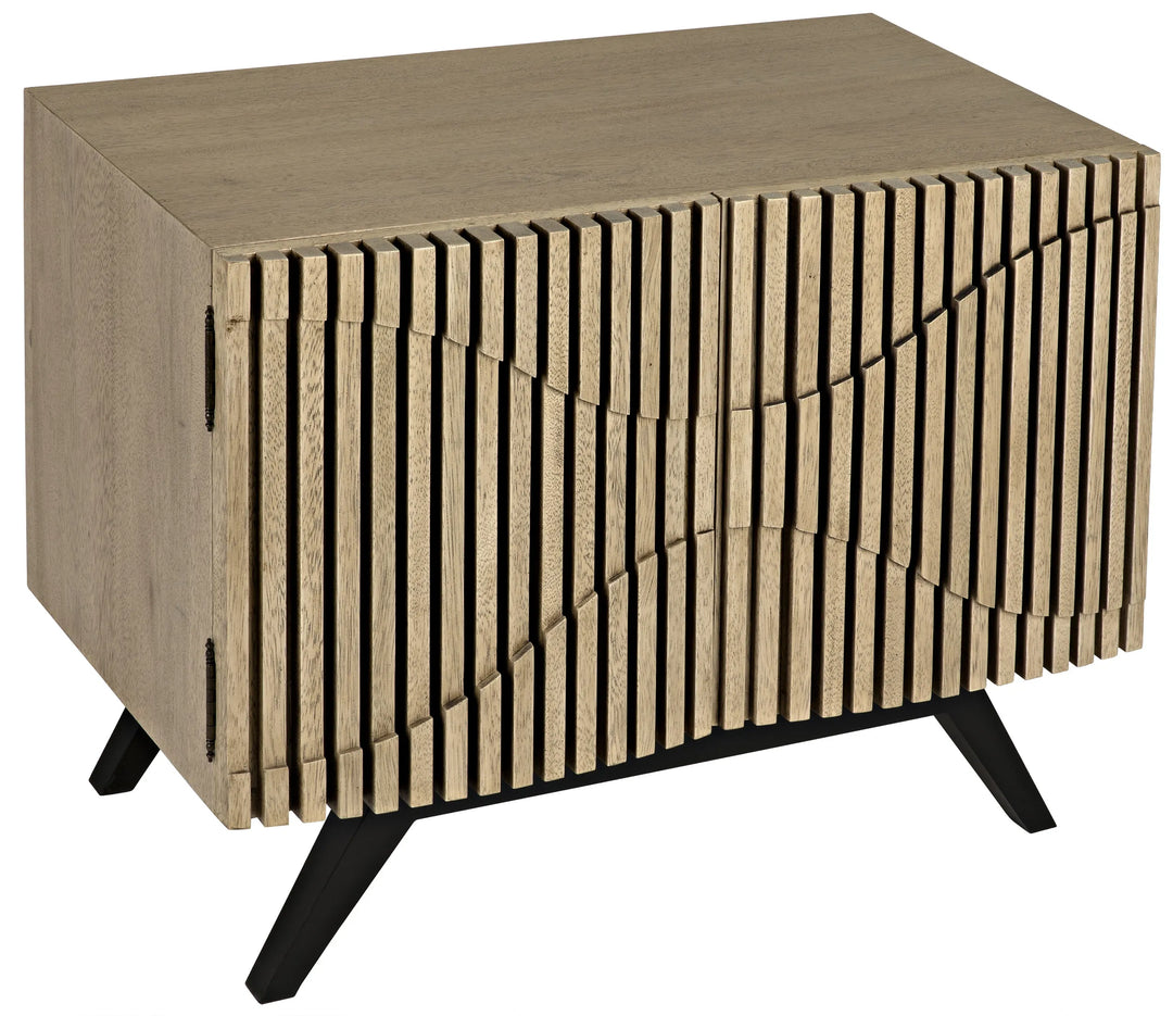 American Home Furniture | Noir - Illusion Single Sideboard with Steel Base, Bleached Walnut