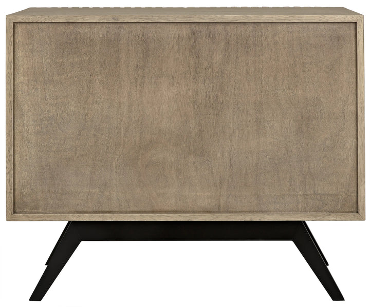 American Home Furniture | Noir - Illusion Single Sideboard with Steel Base, Bleached Walnut