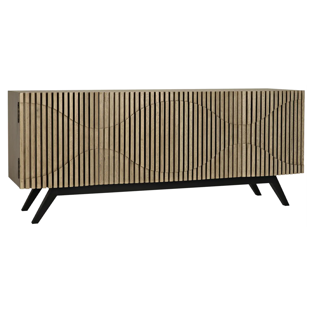 American Home Furniture | Noir - Illusion Sideboard with Steel Base, Bleached Walnut