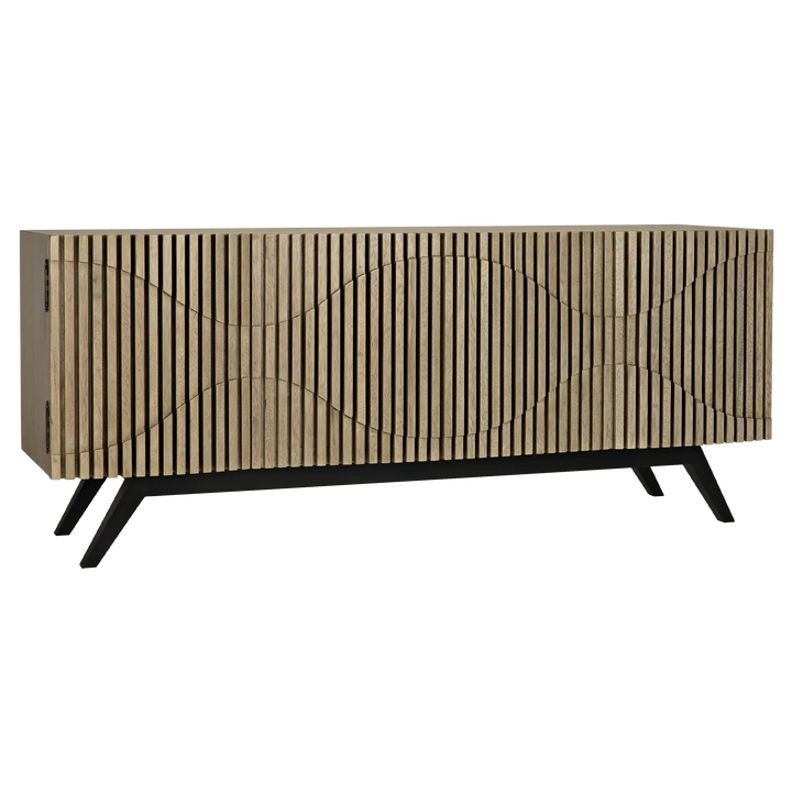 American Home Furniture | Noir - Illusion Sideboard with Steel Base, Bleached Walnut