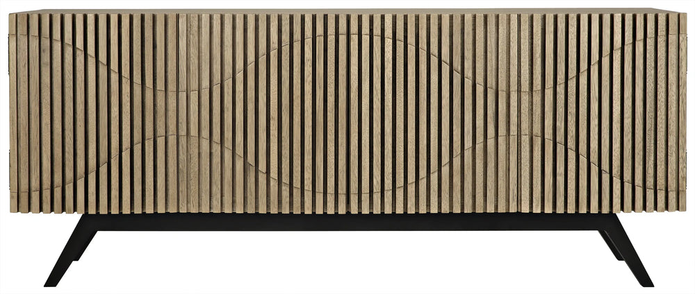 American Home Furniture | Noir - Illusion Sideboard with Steel Base, Bleached Walnut