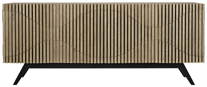 American Home Furniture | Noir - Illusion Sideboard with Steel Base, Bleached Walnut