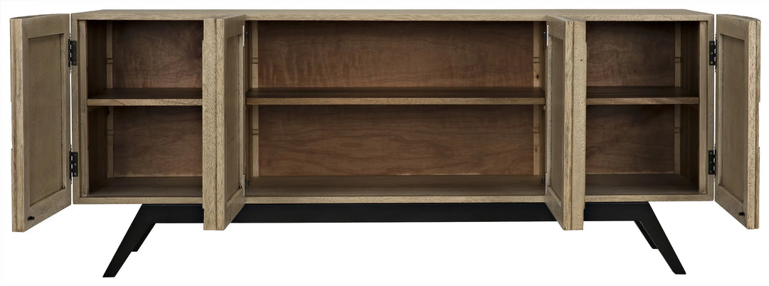 American Home Furniture | Noir - Illusion Sideboard with Steel Base, Bleached Walnut