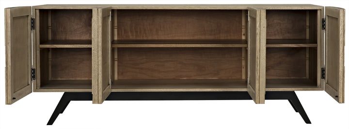 American Home Furniture | Noir - Illusion Sideboard with Steel Base, Bleached Walnut