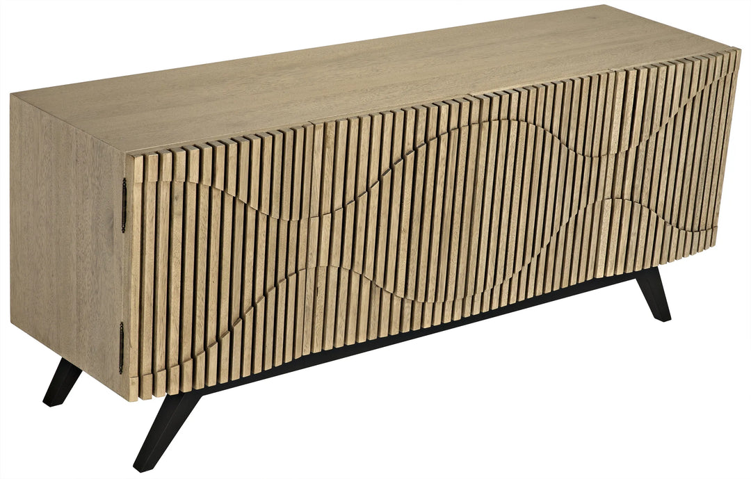 American Home Furniture | Noir - Illusion Sideboard with Steel Base, Bleached Walnut