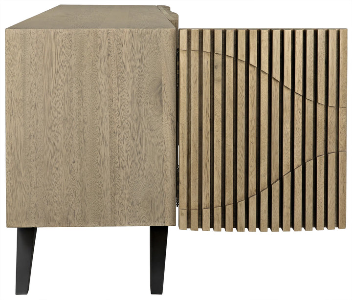 American Home Furniture | Noir - Illusion Sideboard with Steel Base, Bleached Walnut