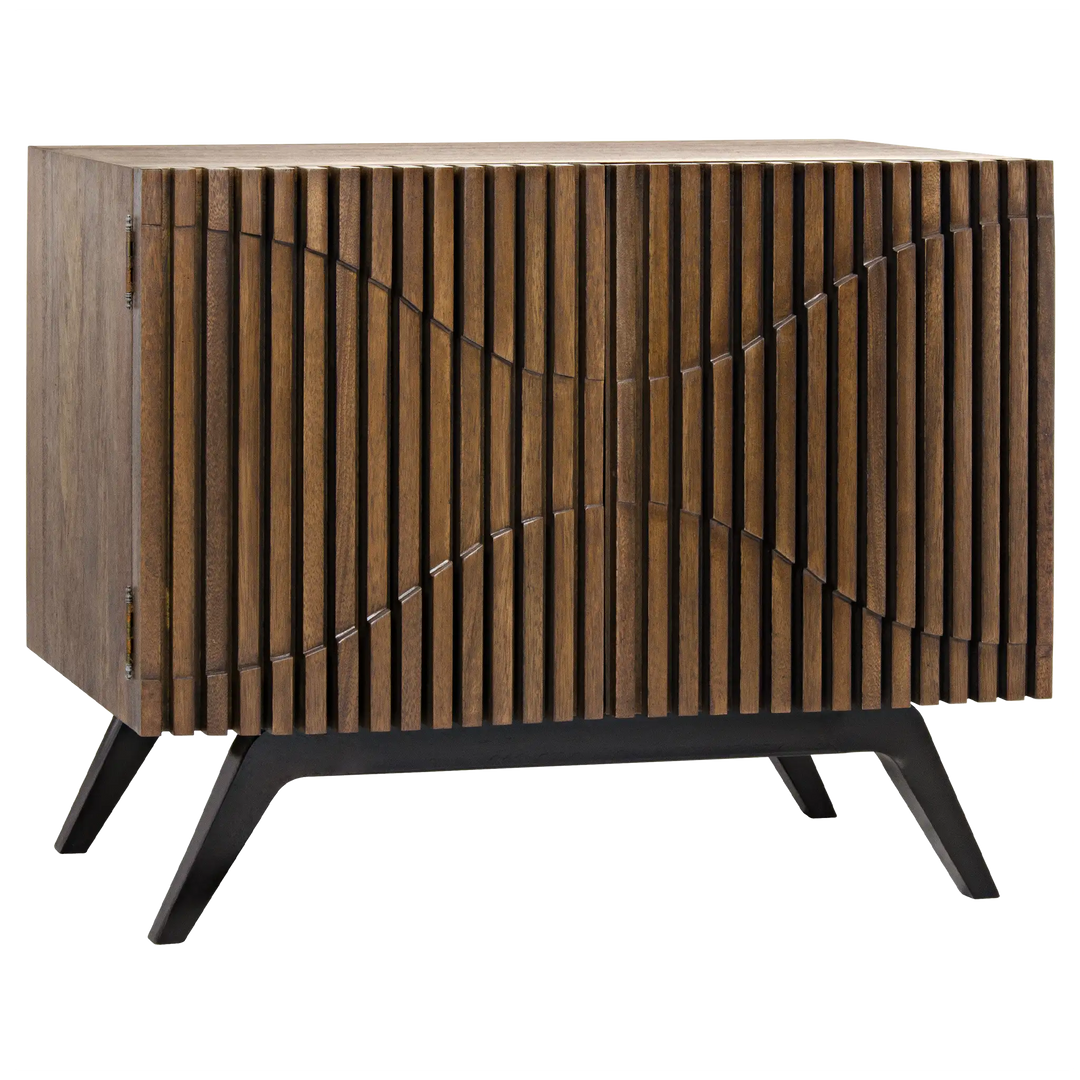 American Home Furniture | Noir - Illusion Single Sideboard with Steel Base, Dark Walnut