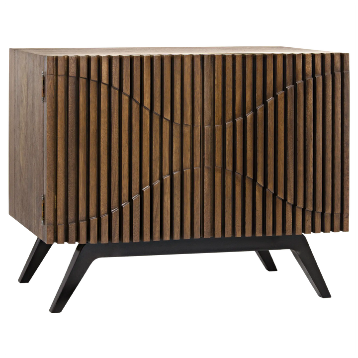 American Home Furniture | Noir - Illusion Single Sideboard with Steel Base, Dark Walnut