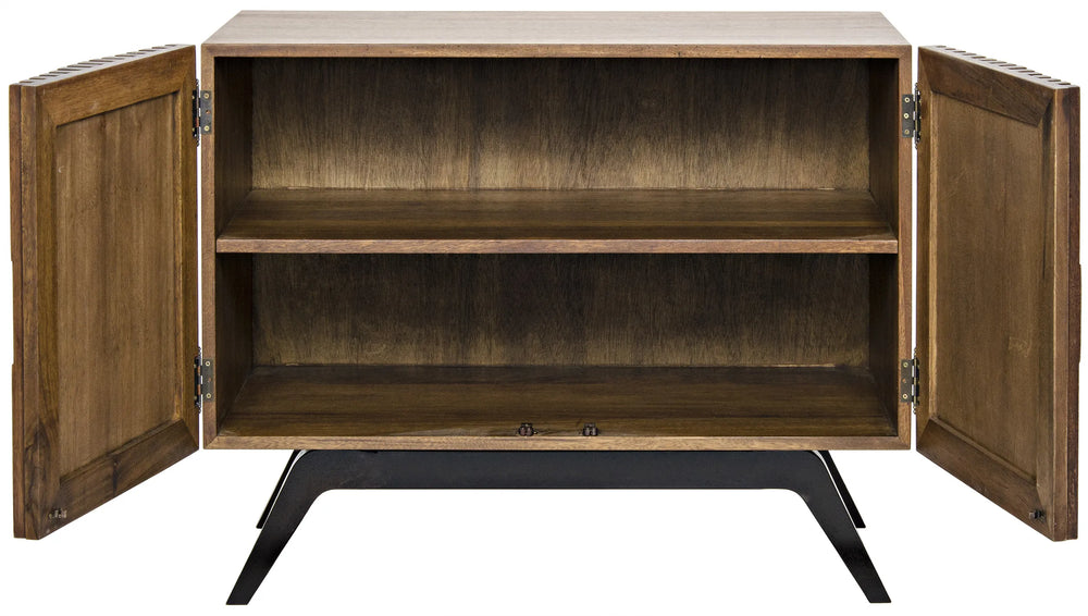 American Home Furniture | Noir - Illusion Single Sideboard with Steel Base, Dark Walnut